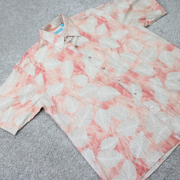 Tori Richard Shirt Mens Large Pink Floral 100% Cotton Lawn Short Sleeve Button - Picture 6 of 12